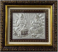 Silver Coating Laxmi Ganesh Frame | Divine Home Decor | Wall Mount SquareFrame for Office, Wooden PhotoFrame for Temple| Wedding Festival Gifts | tabletopframe 